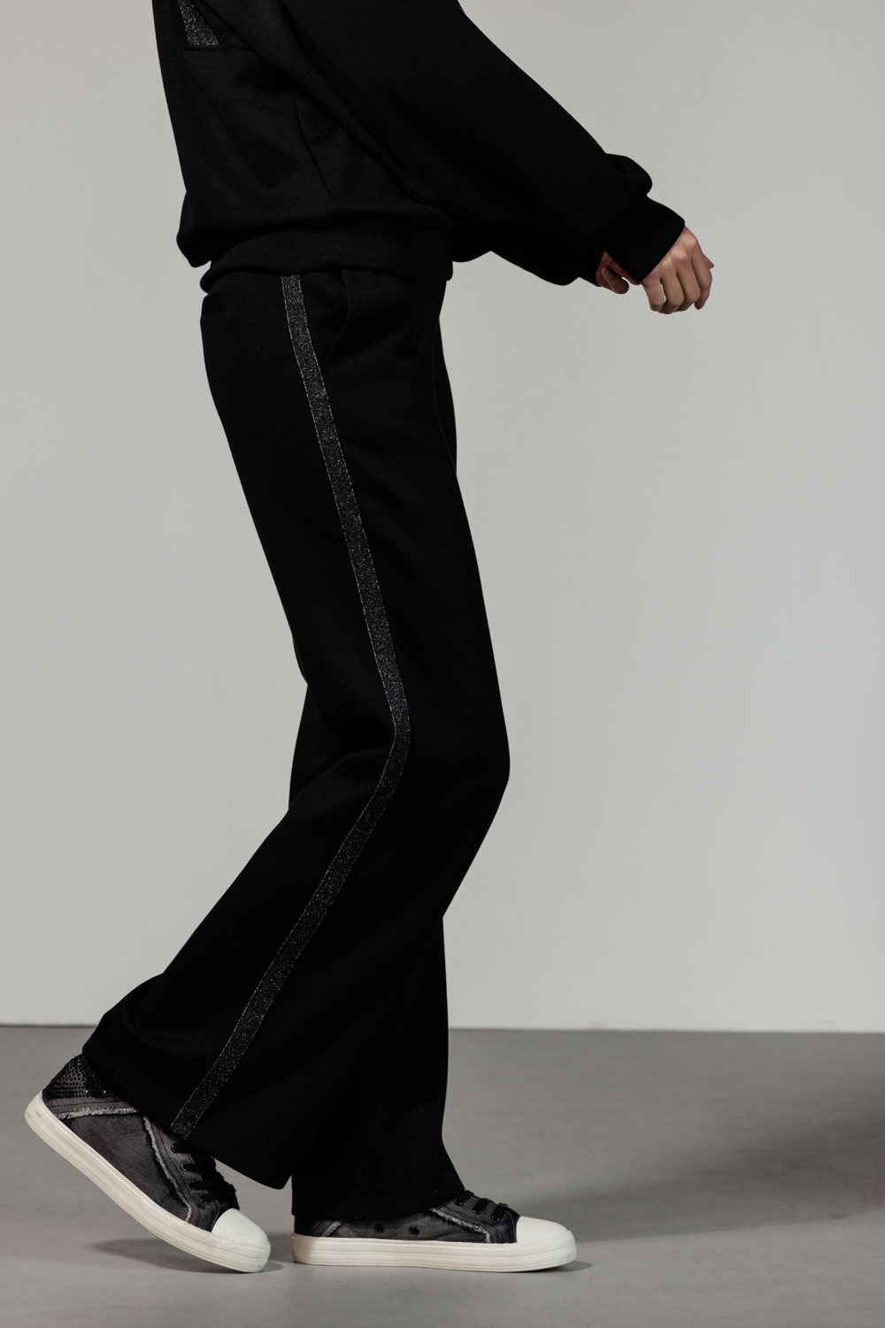 Tramontana Broek Sweat Wide Leg - Black