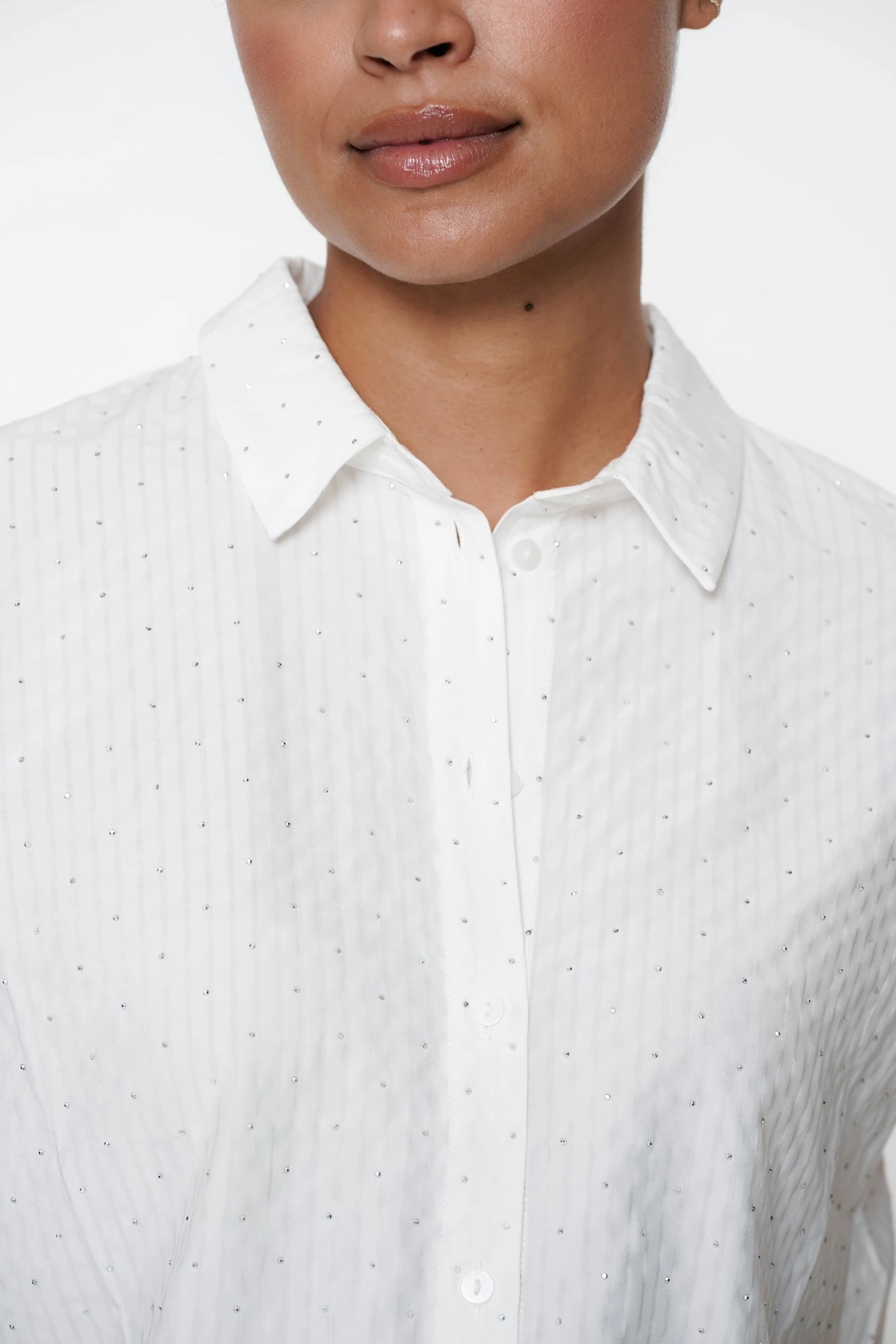 Geisha Blouse Rhinestones - Off White