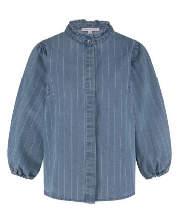 Tramontana Pinstripe Denim Blouse - Blue Denim