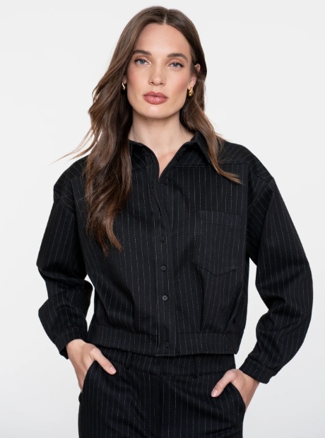 Geisha Jacket Met Pinstripe - Black