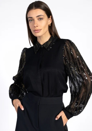Aaiko Pillar Blouse - Zwart